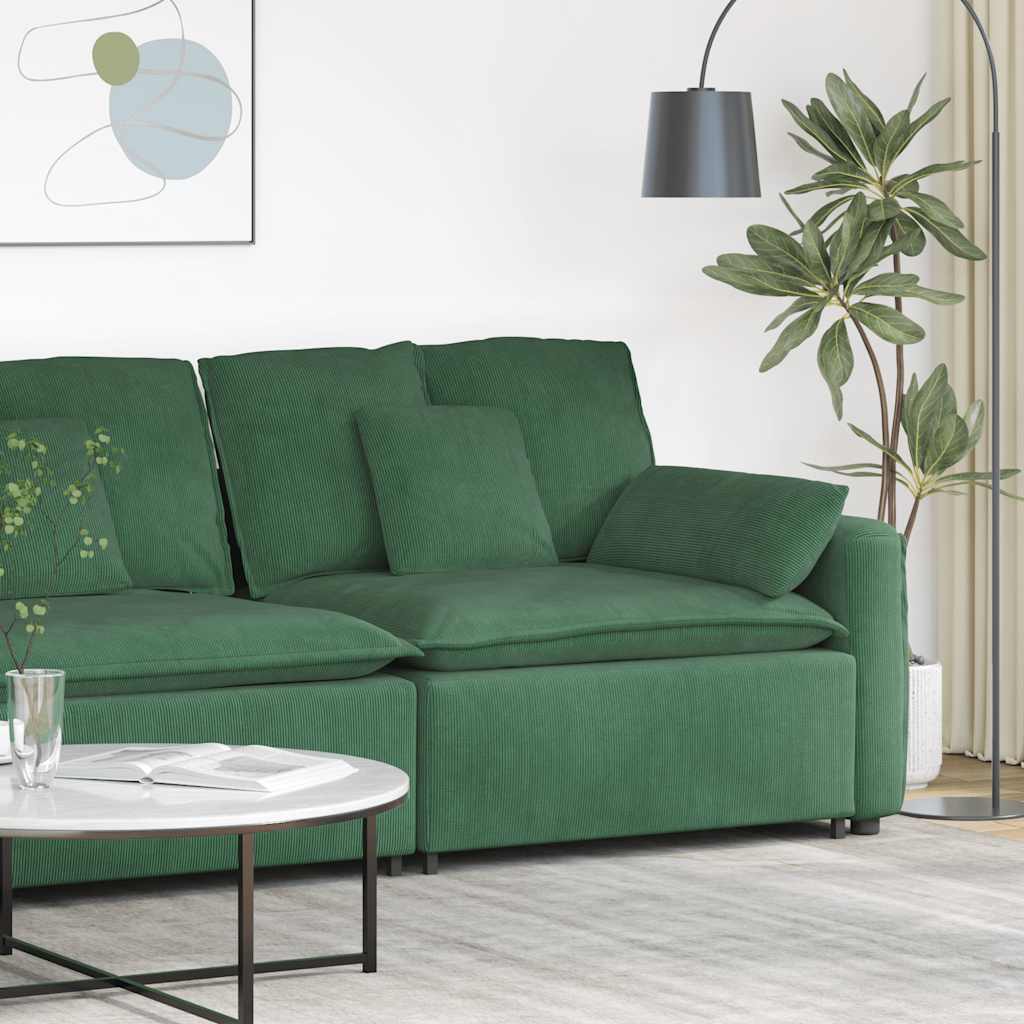 vidaXL Modulares Sofa Endmodul mit Armlehne Kissen Dschungelgrün 100cm