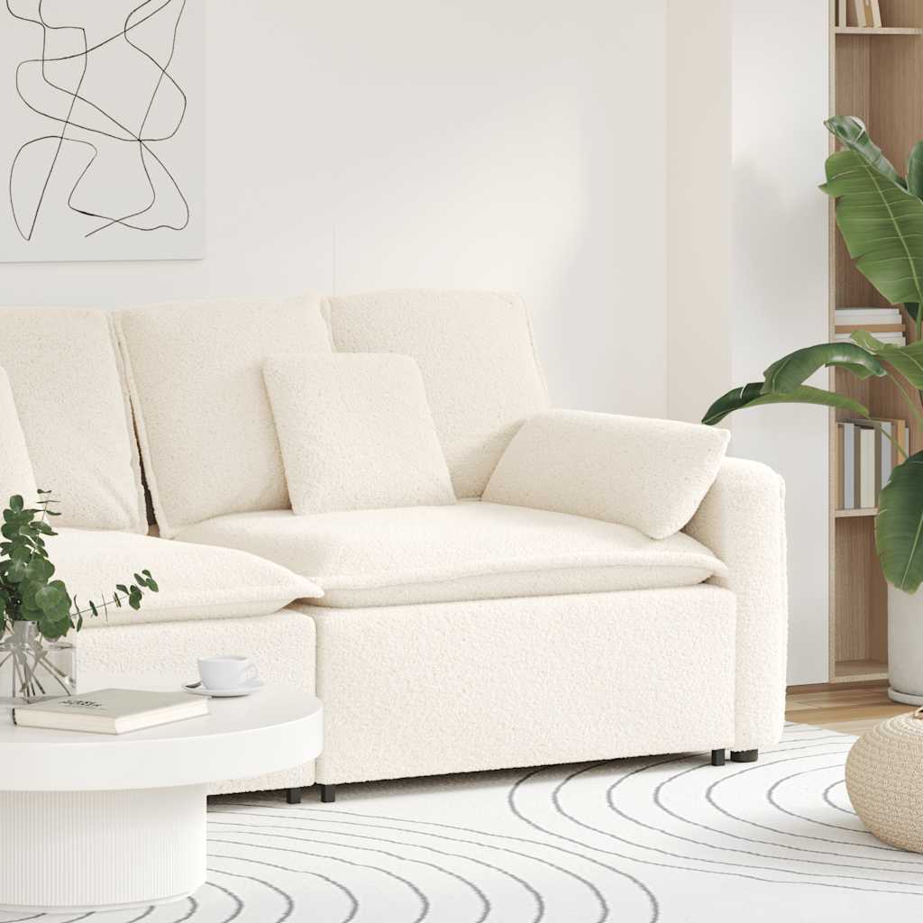 vidaXL Modulares Sofa Endmodul mit Armlehne Kissen Creme 100 cm