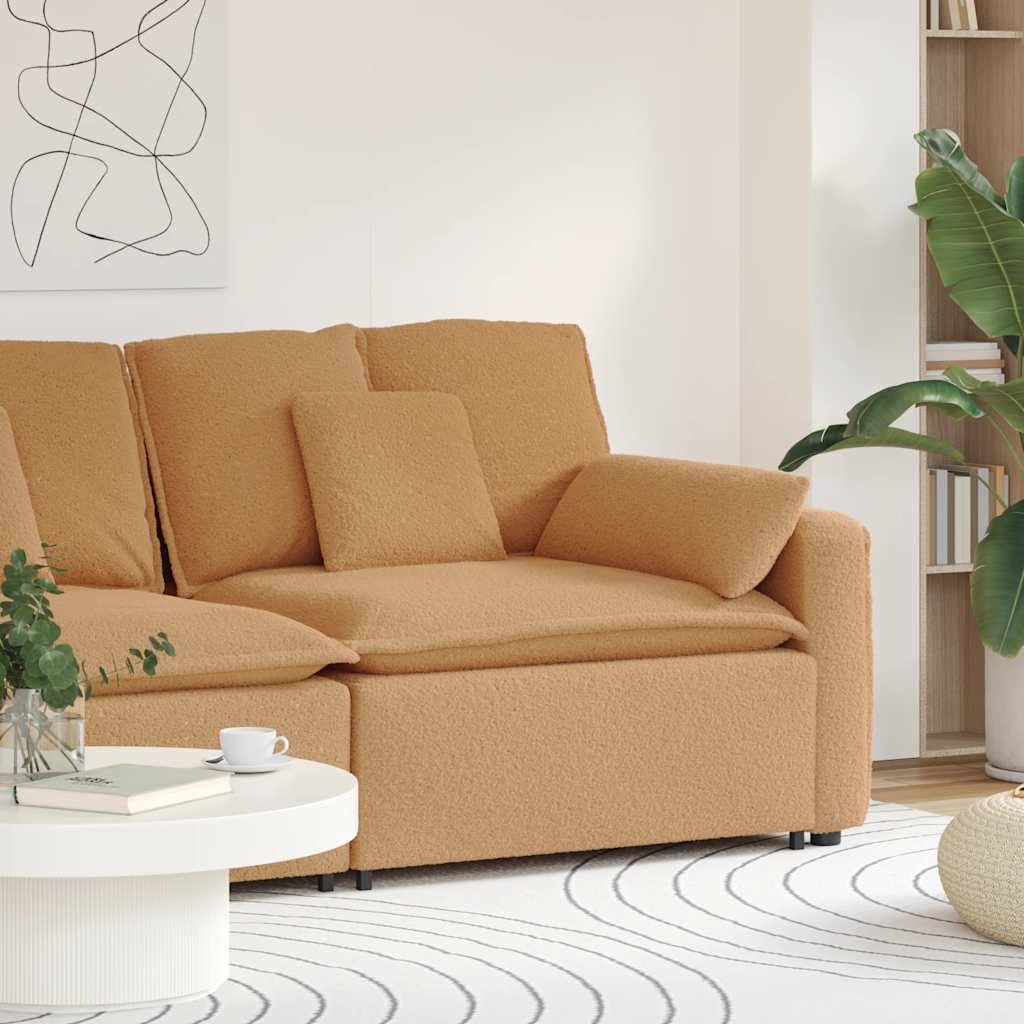 vidaXL Modulares Sofa Endmodul mit Armlehne Kissen Beige 100 cm
