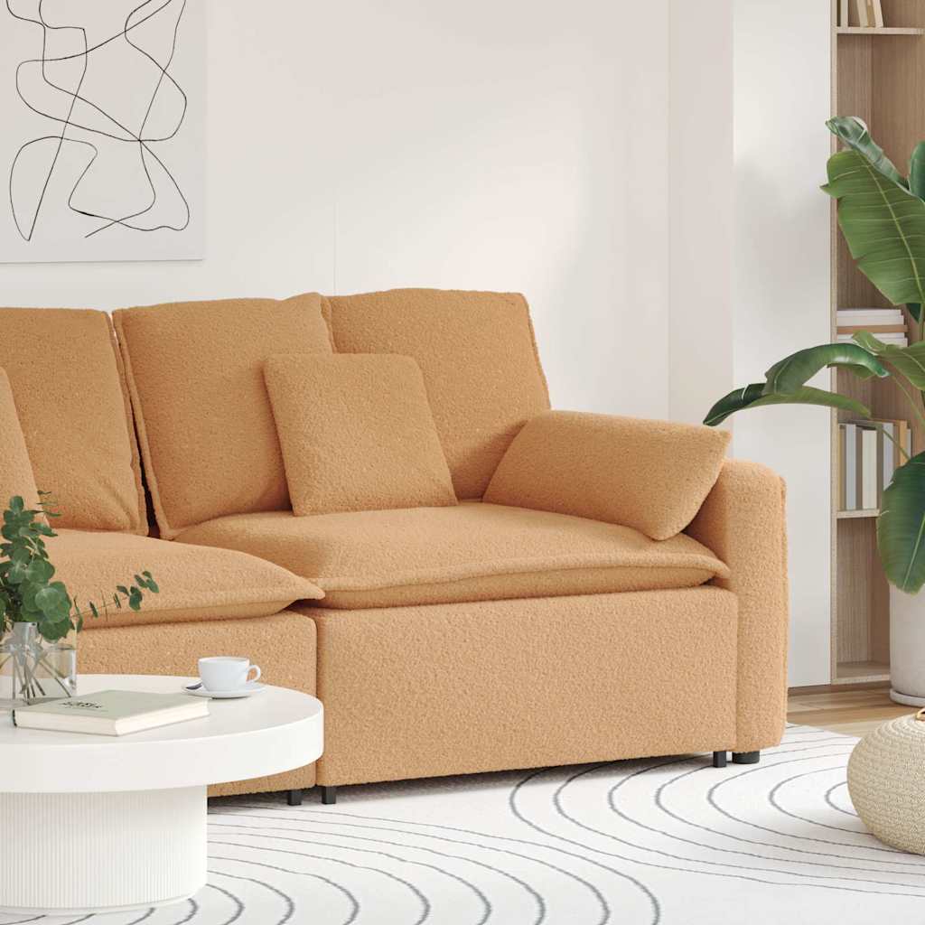 vidaXL Modulares Sofa Endmodul mit Armlehne Kissen Beige 100 cm