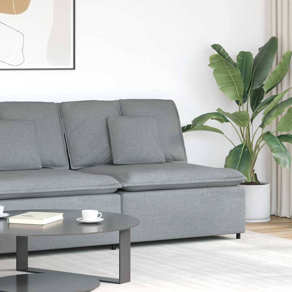 vidaXL Modulares Sofa Mittelmodul mit Kissen Hellgrau 100 cm