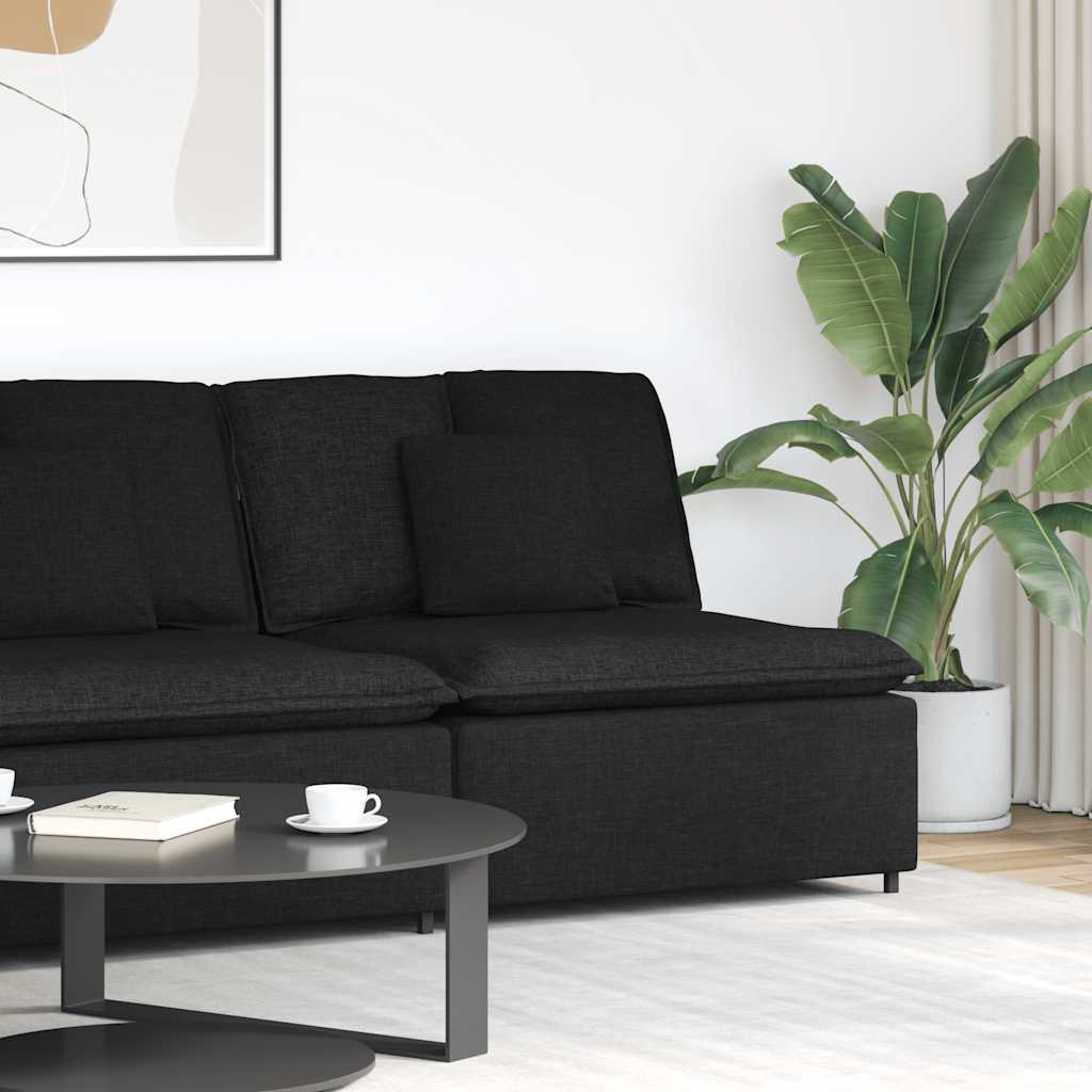 vidaXL Modulares Sofa Mittelmodul mit Kissen Schwarz 100 cm