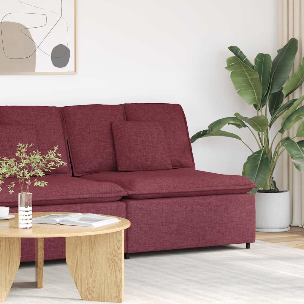 vidaXL Modulares Sofa Mittelmodul mit Kissen Weinrot 100 cm