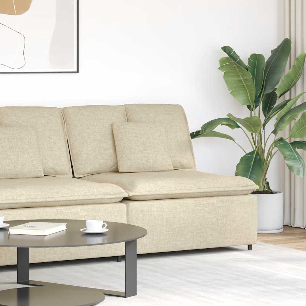 vidaXL Modulares Sofa Mittelmodul mit Kissen Creme 100 cm