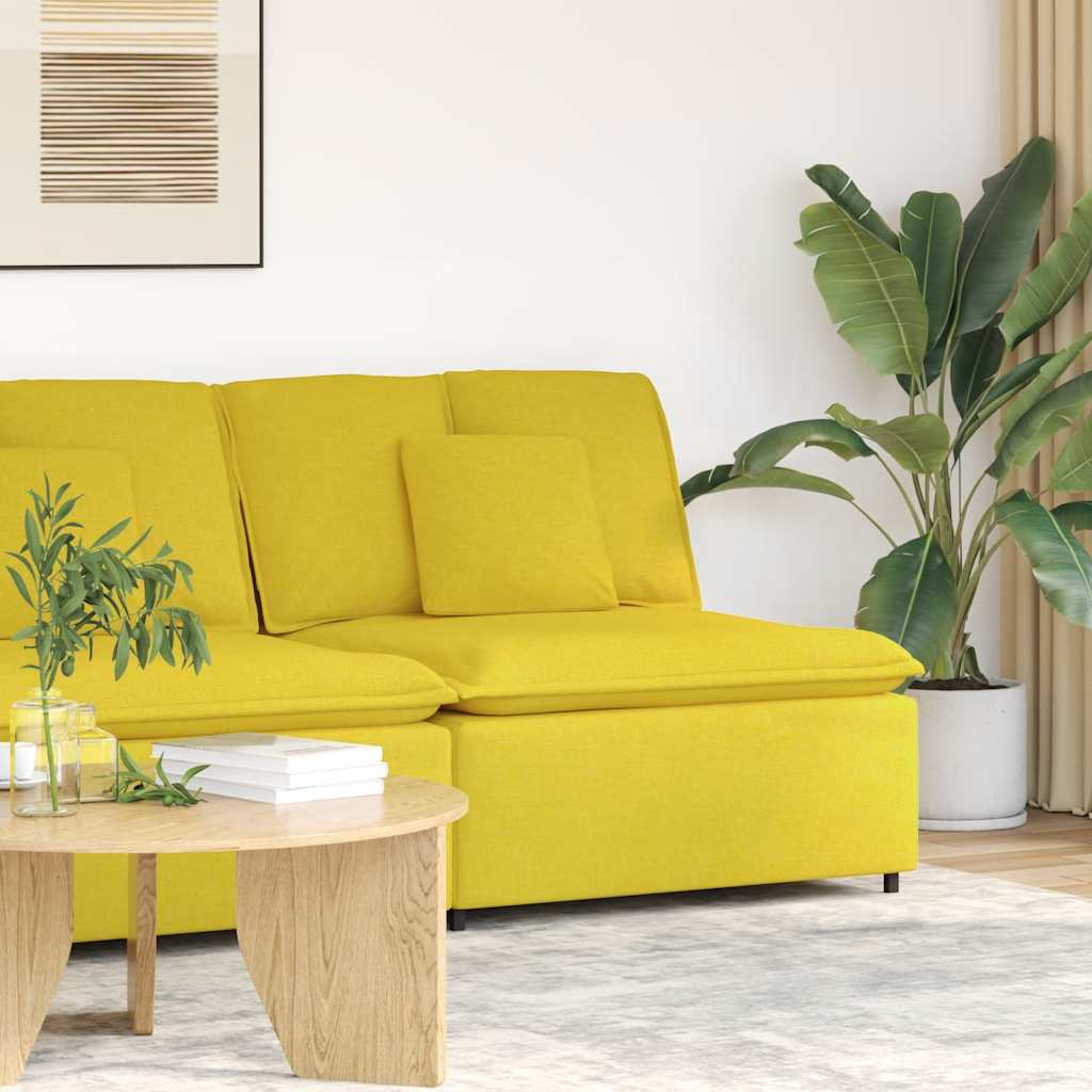 vidaXL Modulares Sofa Mittelmodul mit Kissen Hellgelb 100 cm