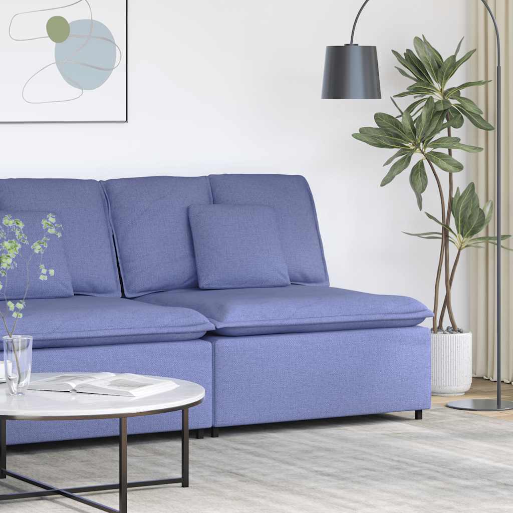 vidaXL Modulares Sofa Mittelmodul mit Kissen Jeansblau 100 cm