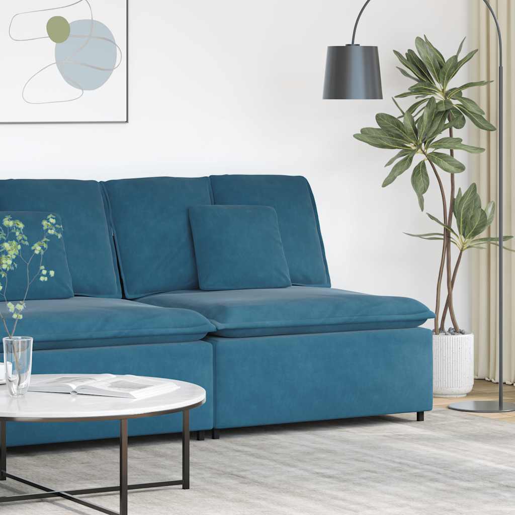 vidaXL Modulares Sofa Mittelmodul mit Kissen Blau 100 cm