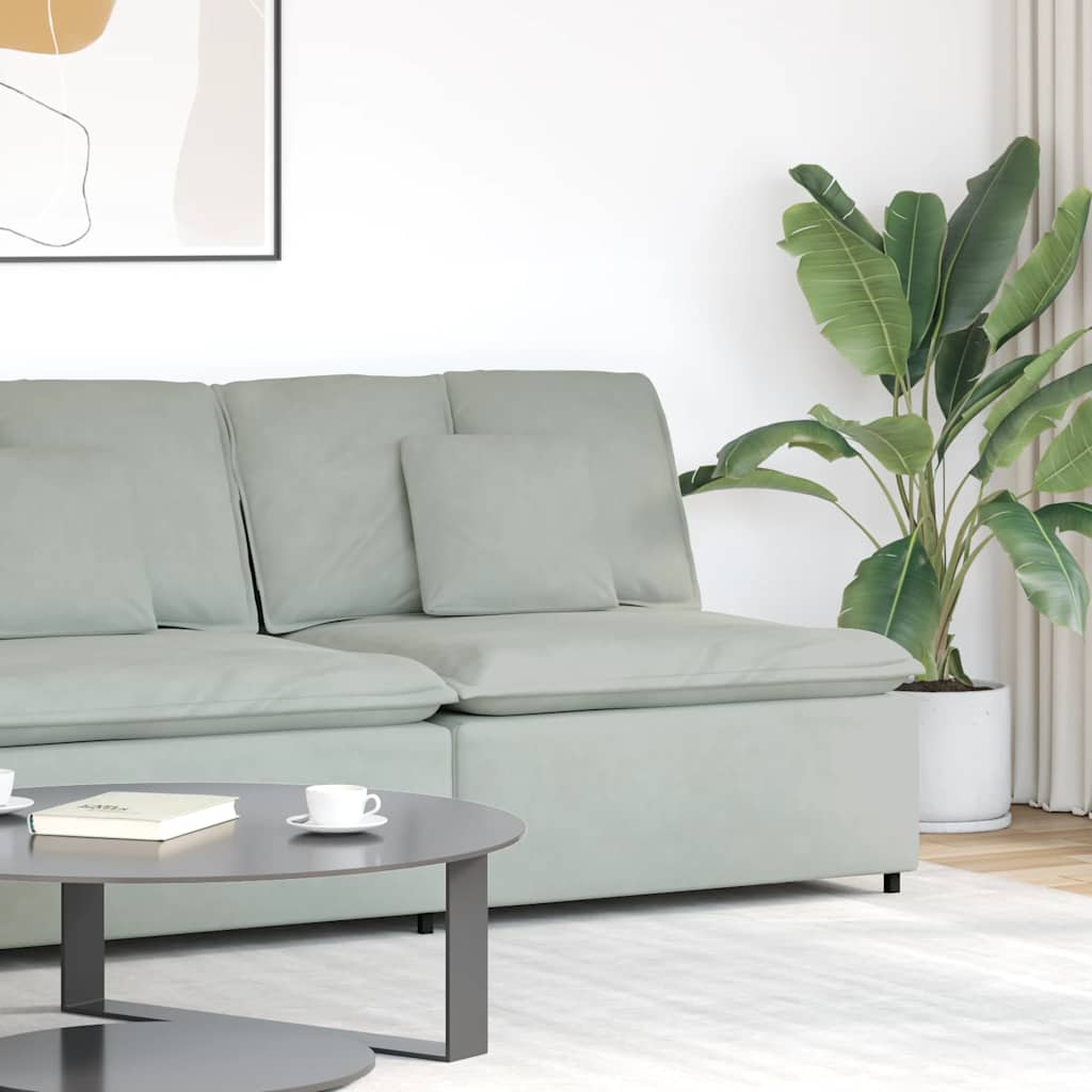 vidaXL Modulares Sofa Mittelmodul mit Kissen Hellgrau 100 cm