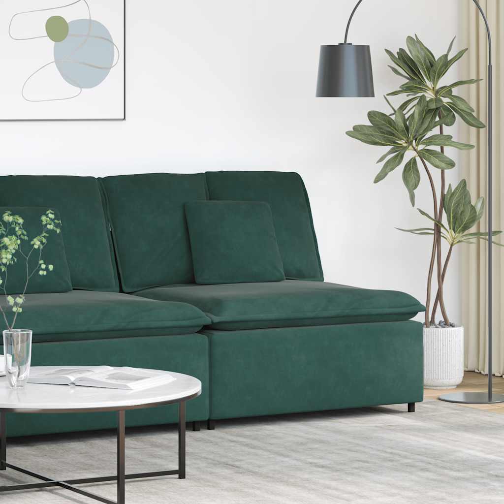 vidaXL Modulares Sofa Mittelmodul mit Kissen Dunkelgrün 100 cm