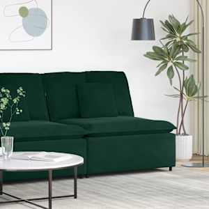 Modularni kavč z blazinami temno zelen 100 cm