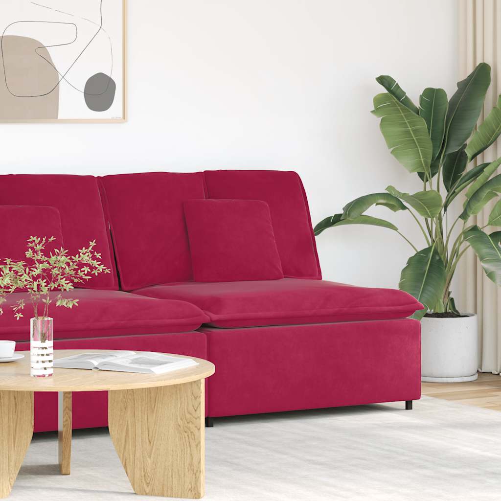 vidaXL Modulares Sofa Mittelmodul mit Kissen Weinrot 100 cm