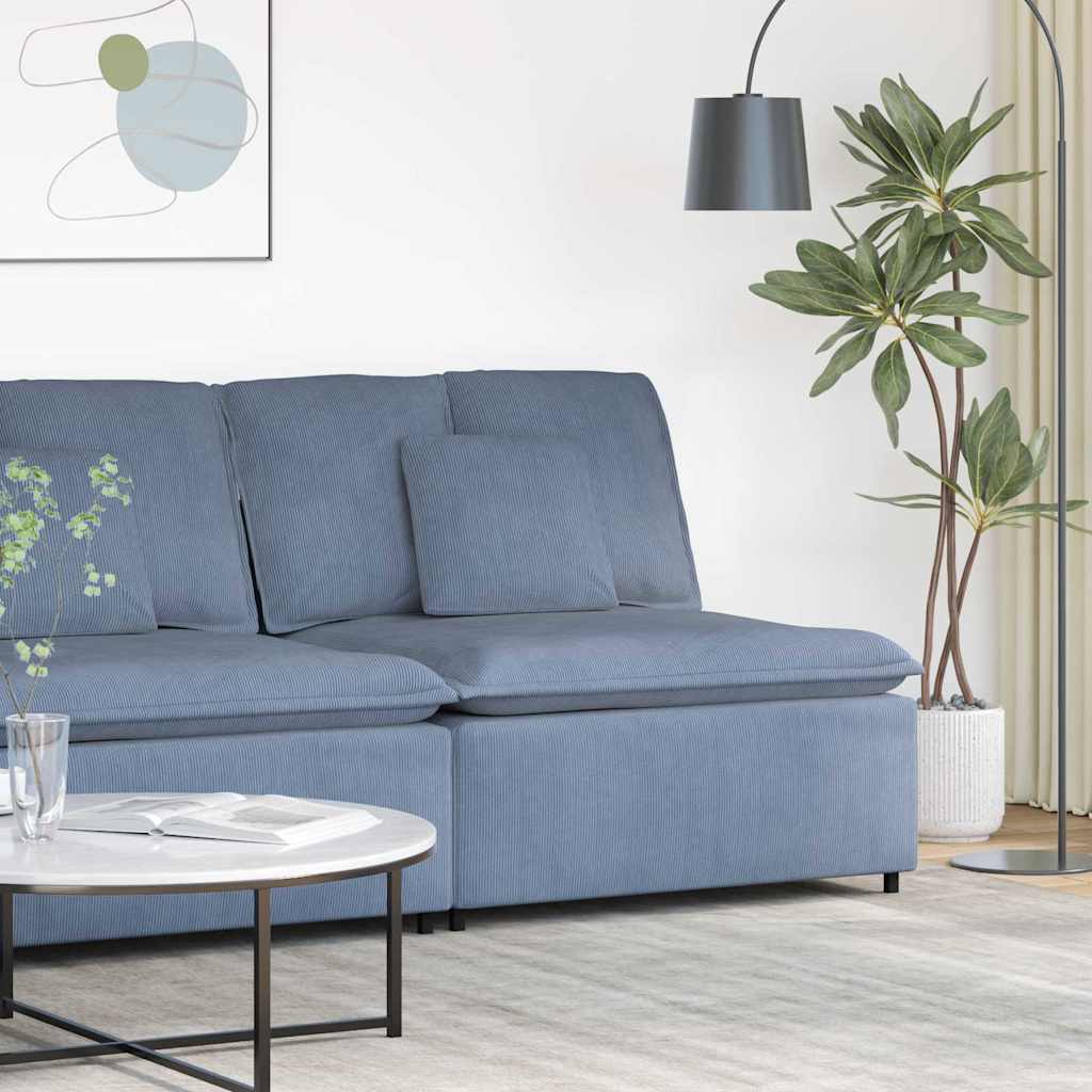 vidaXL Modulares Sofa Mittelmodul mit Kissen Blau 100 cm
