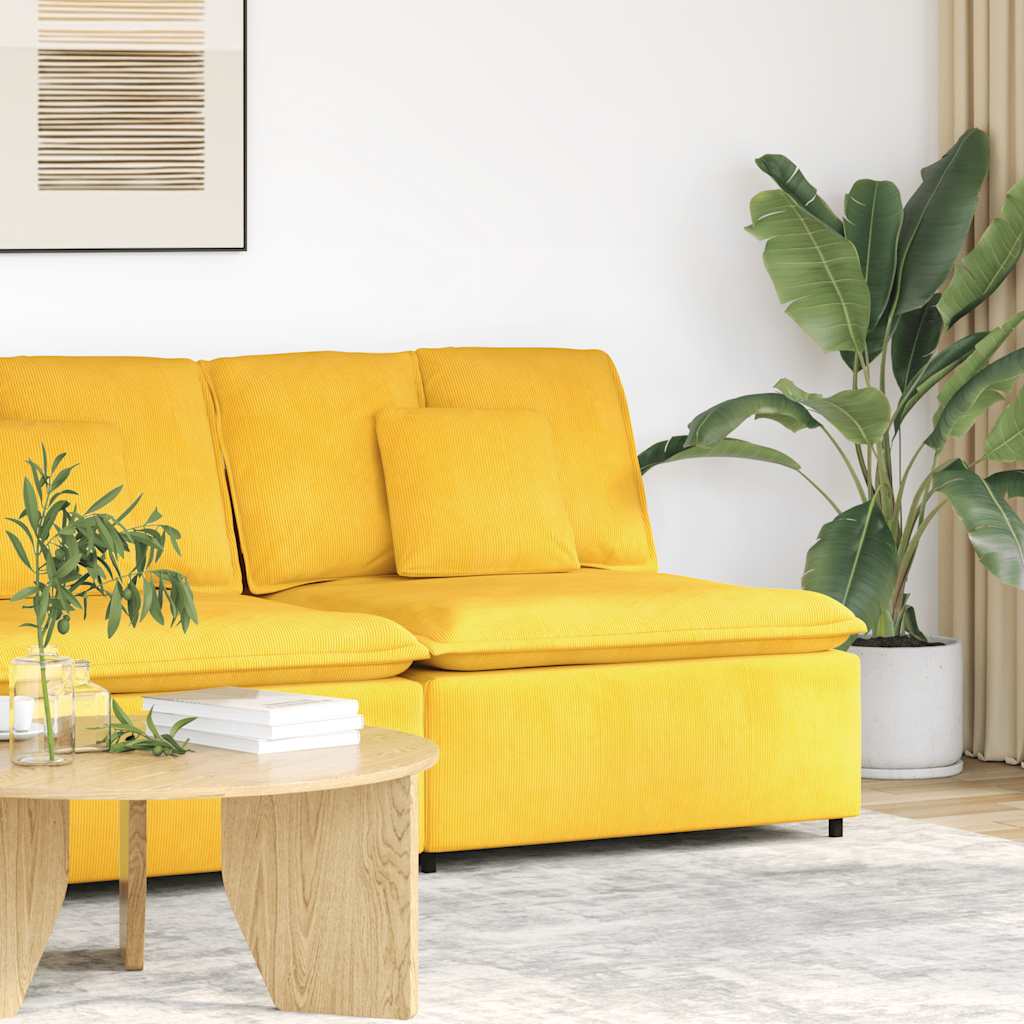 vidaXL Modulares Sofa Mittelmodul mit Kissen Hellgelb 100 cm