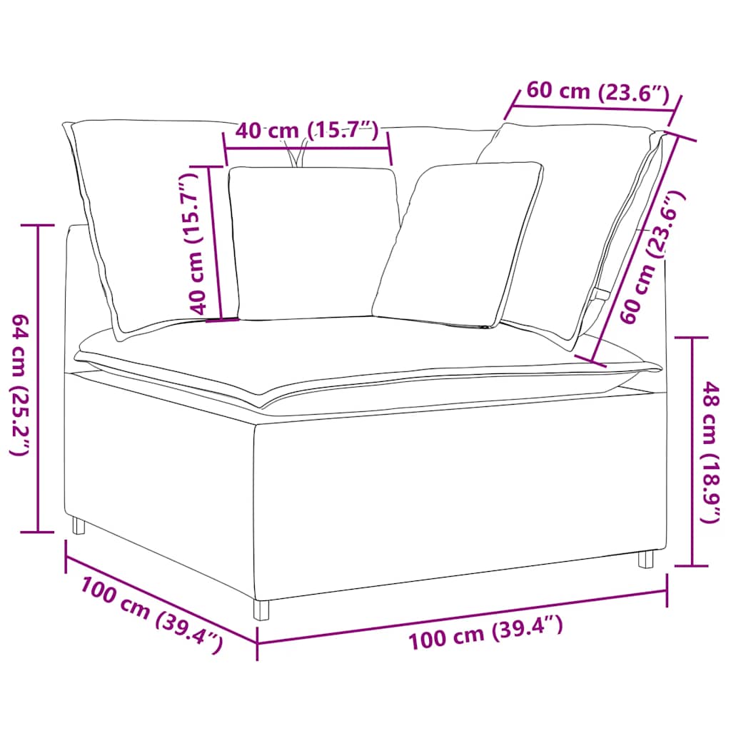 Modularni kotni kavč z blazinami moder 100 cm - slika 9