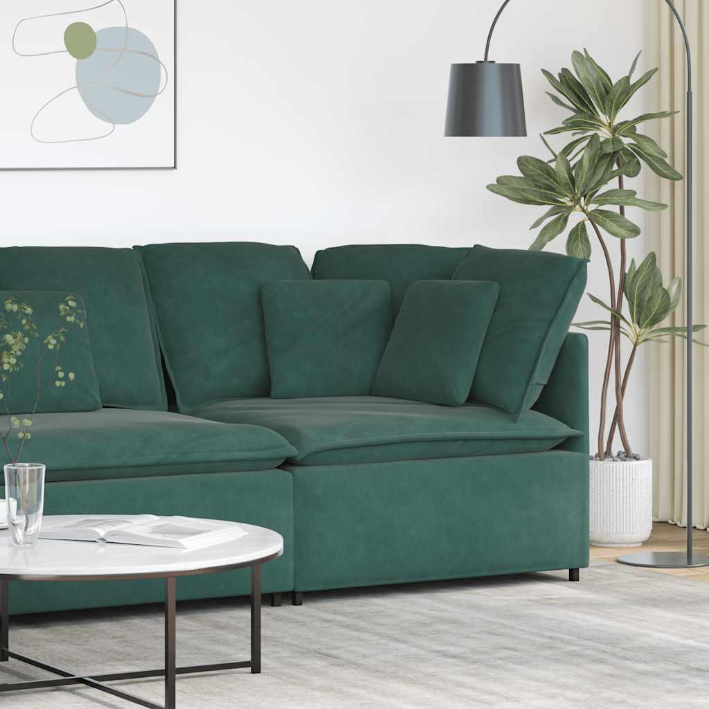 vidaXL Modulares Sofa Eckmodul mit Kissen Dunkelgrün 100 cm