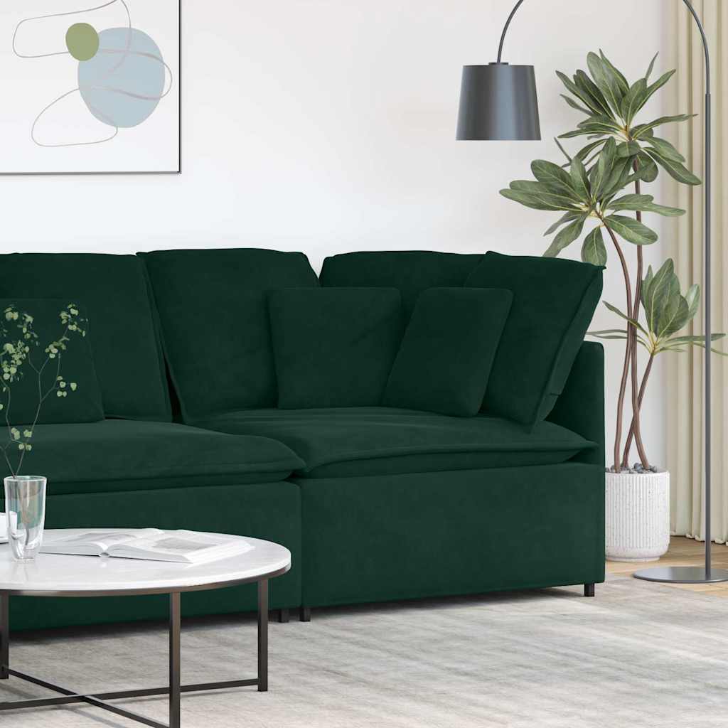 vidaXL Modulares Sofa Eckmodul mit Kissen Dunkelgrün 100 cm