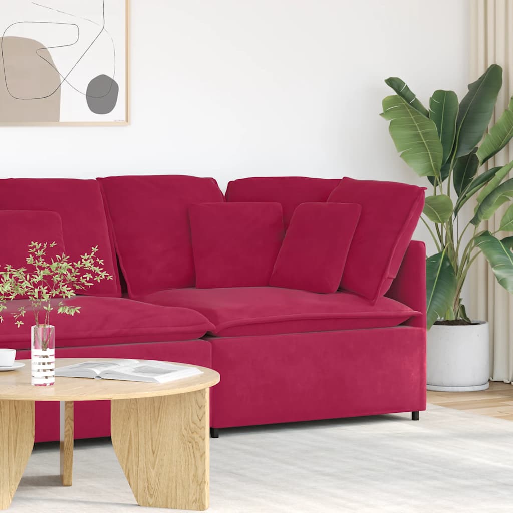 vidaXL Modulares Sofa Eckmodul mit Kissen Weinrot 100 cm