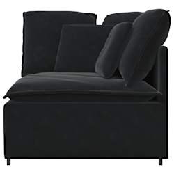 vidaXL Modularni kotni kavč z blazinami črne barve 100 cm