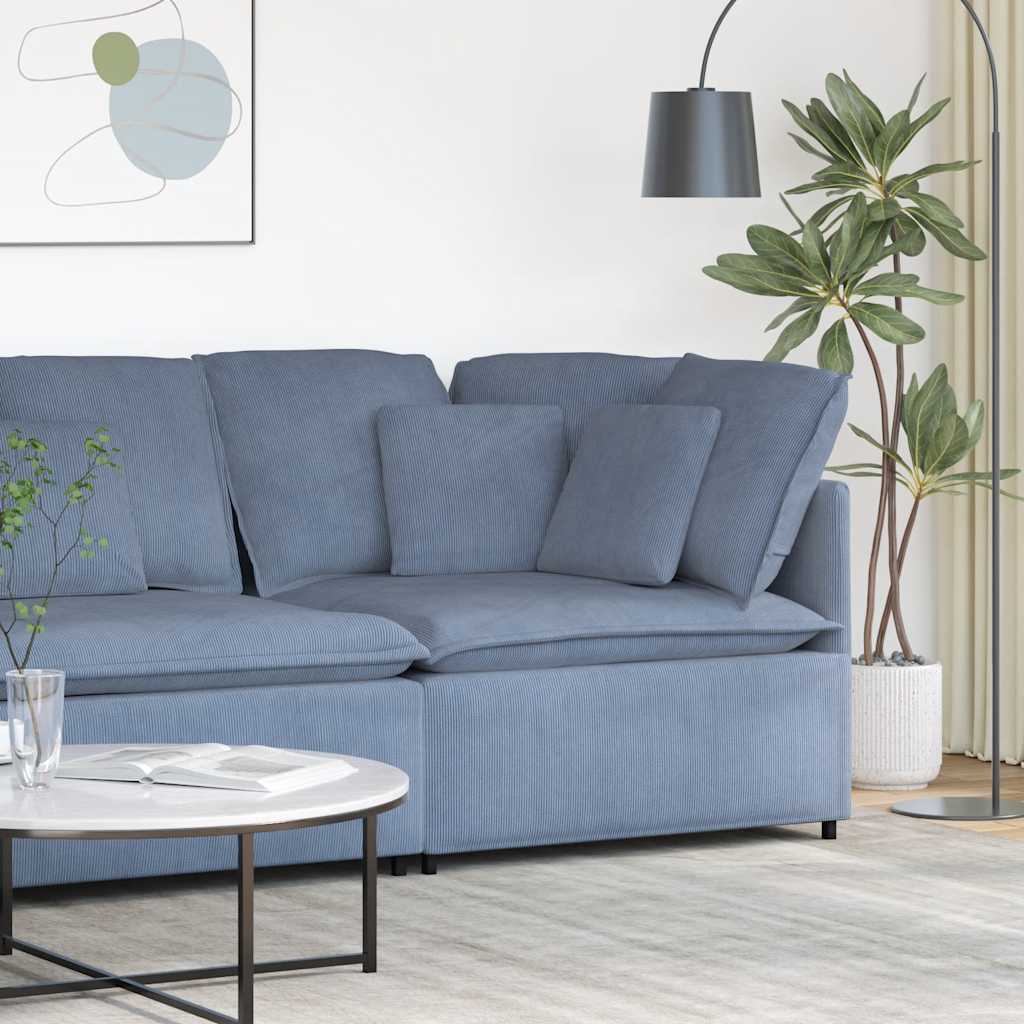 vidaXL Modulares Sofa Eckmodul mit Kissen Blau 100 cm