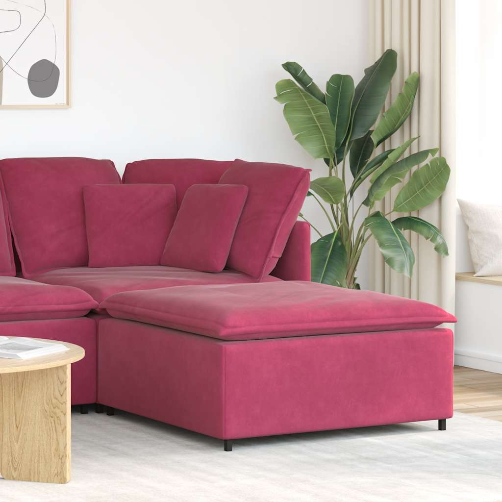 vidaXL Modulares Sofa Fußhocker-Modul Weinrot 100x100x48 cm
