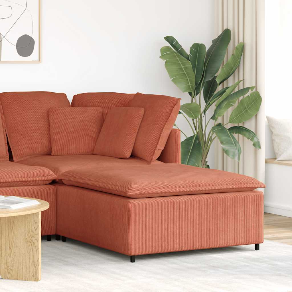 vidaXL Modulares Sofa Fußhocker-Modul Rot Orange 100x100x48 cm