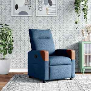 Polohovací křeslo modré textil - obrázek 1
