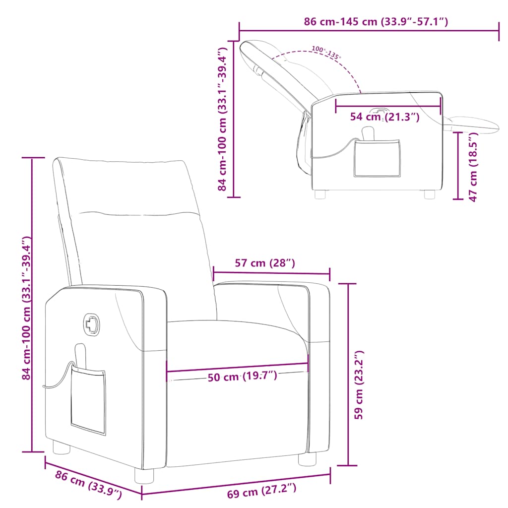 Masážní polohovací křeslo modré textil - obrázek 14