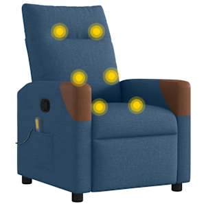 Masážní polohovací křeslo modré textil - obrázek 7