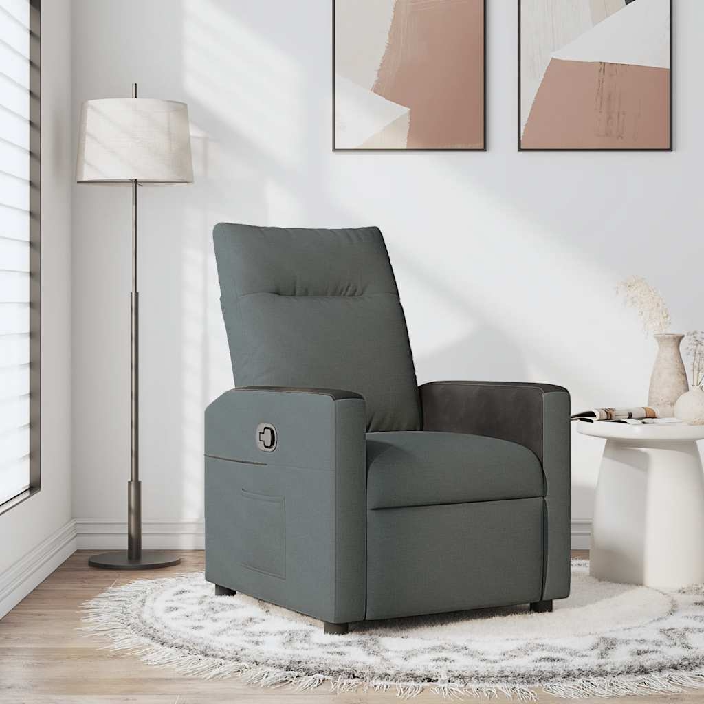 vidaXL Fotoliu rabatabil, gri închis, material textil