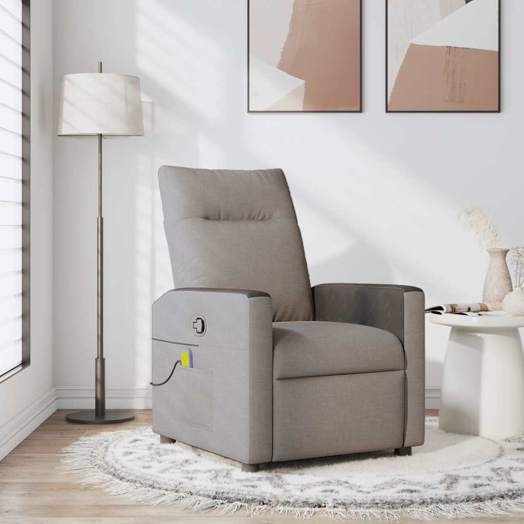 vidaXL Fotoliu de masaj rabatabil, gri taupe, material textil