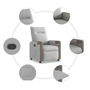 Polohovací křeslo obláčkově šedá textil - obrázek 7