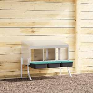 Gnezdišče za piščance s 3 predelki in nogami iz pocinkanega jekla