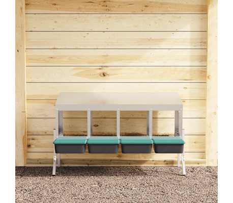 vidaXL Chicken Nesting Box 4 Compartments with Legs Galvanised Steel