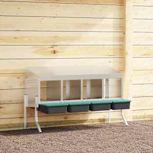 Gnezdišče za piščance s 4 predelki in nogami iz pocinkanega jekla