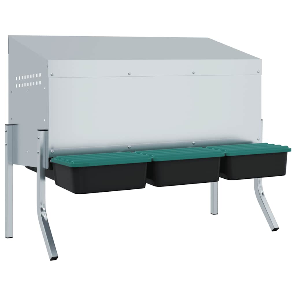 vidaXL Hnízdo pro kuřata se 3 přihrádkami a nohami, pozinkovaná ocel