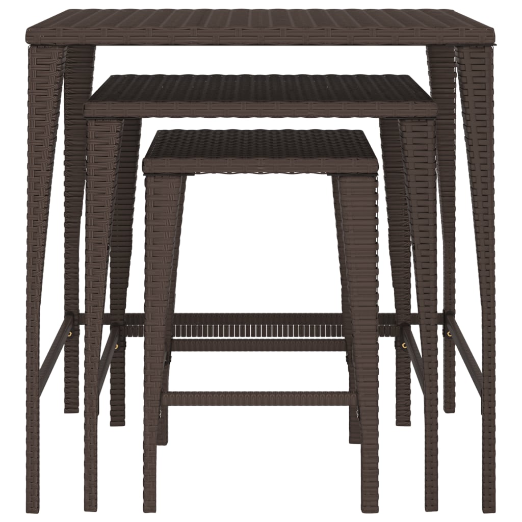vidaXL Tuintafeltjesset 3 st poly rattan bruin afbeelding