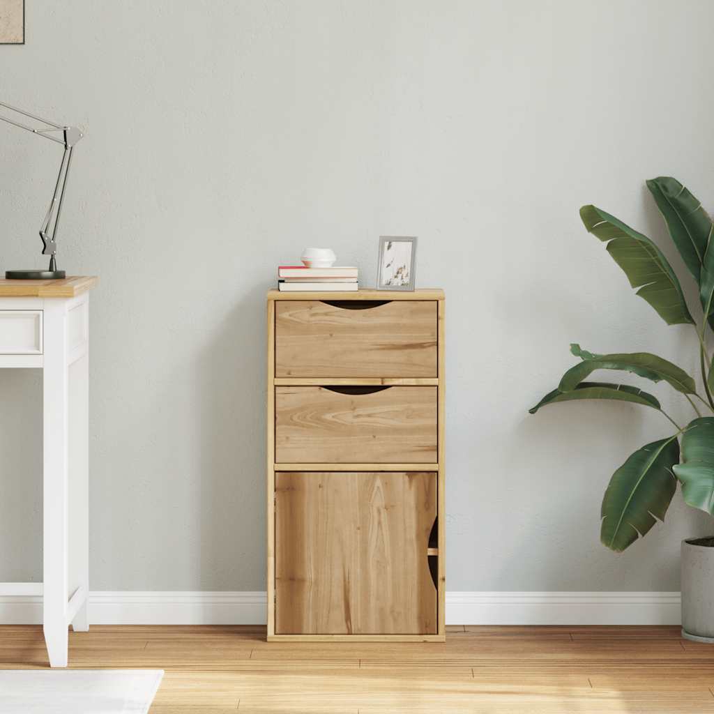 vidaXL Bijzetkast met lades 40x24x79 cm massief grenenhout afbeelding