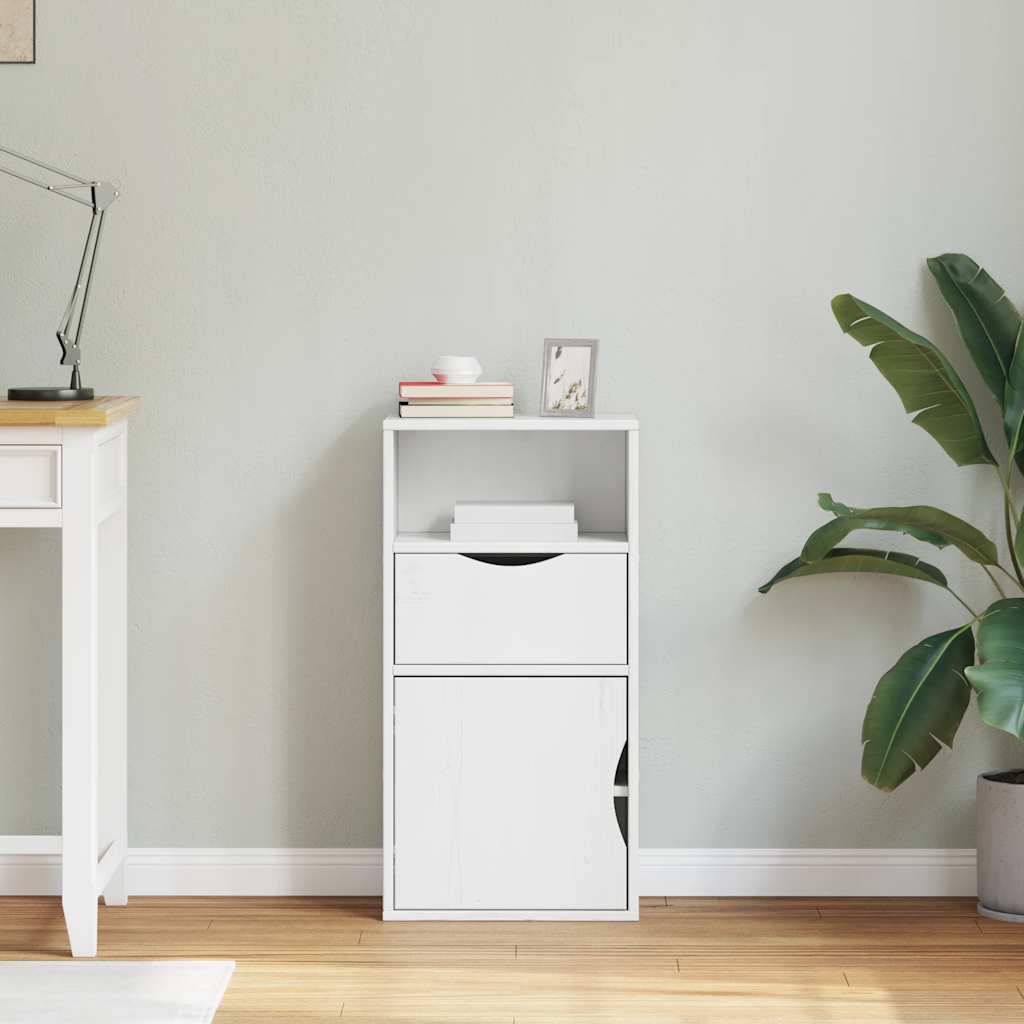 vidaXL Bijzetkast met lade ODDA 40x24x79 cm massief grenenhout wit afbeelding