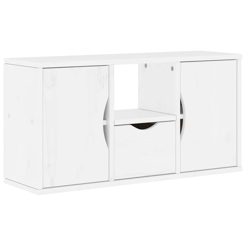 vidaXL TV skříňka se zásuvkou ODDA bílá 79x24x40 cm Borovicový masiv