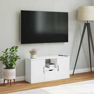 TV skříňka se zásuvkou ODDA bílá 79x24x40 cm Borovicový masiv - obrázek 3