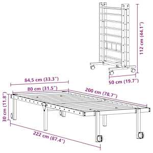 Rám postele bez matrace skládací černý 80x200 cm ocelový - obrázek 12