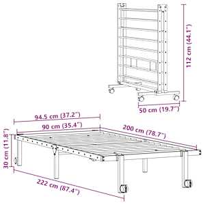 Rám postele bez matrace skládací černý 90x200 cm ocelový - obrázek 12