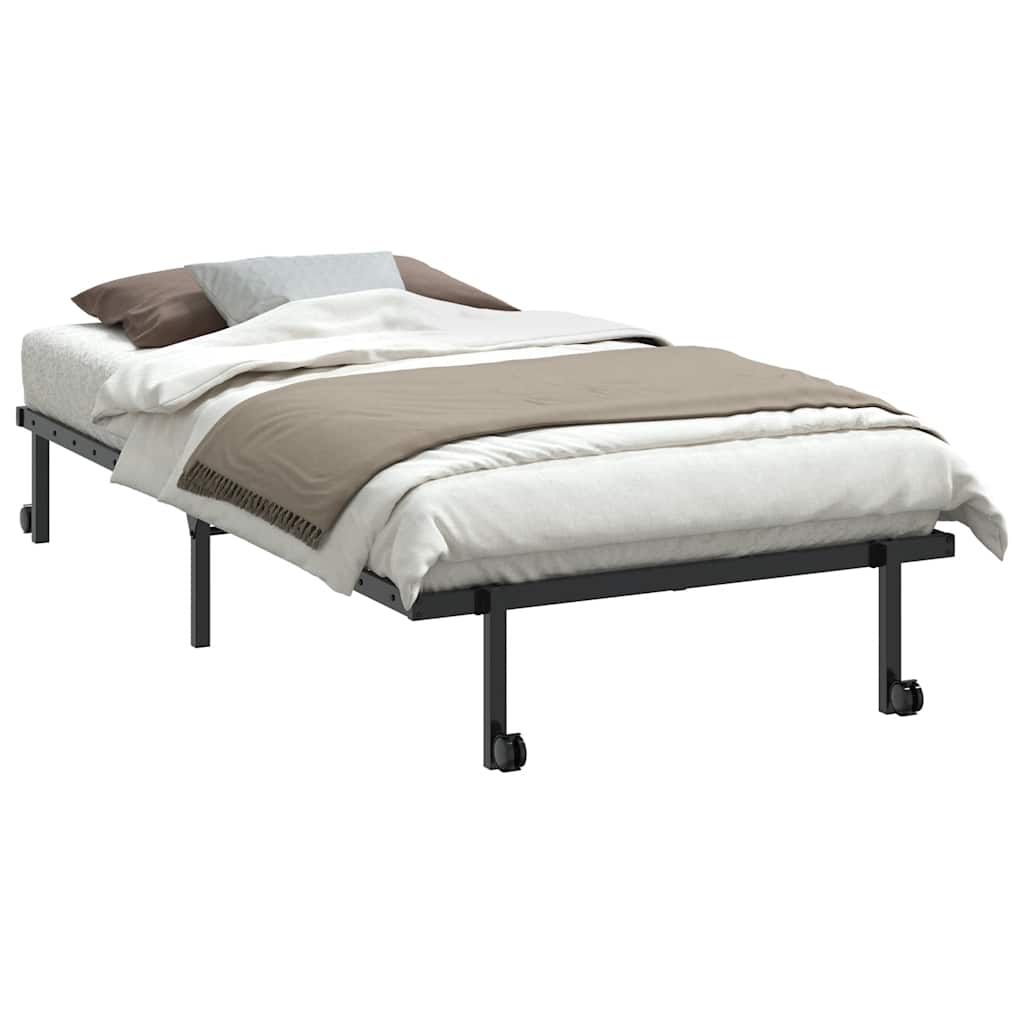vidaXL Bedframe zonder matras opvouwbaar 100x200 cm staal zwart afbeelding
