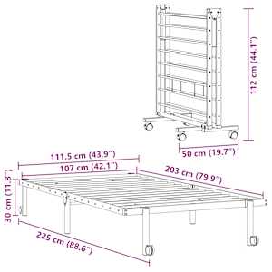 Rám postele bez matrace skládací černý 107x203 cm ocelový - obrázek 12