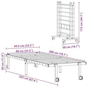 Rám postele bez matrace skládací bílý 80x200 cm ocelový - obrázek 12