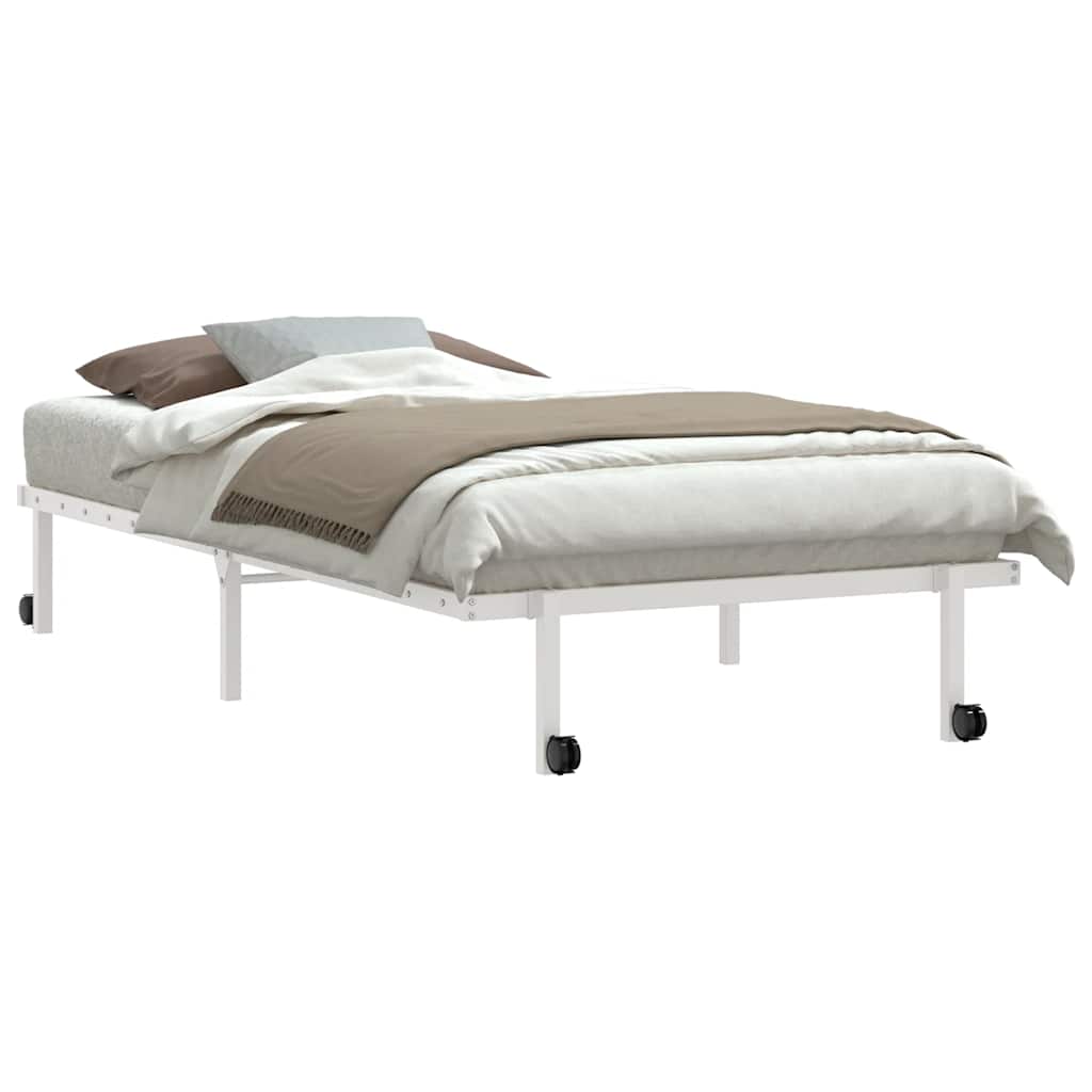 vidaXL Bedframe zonder matras opvouwbaar 100x190 cm staal wit afbeelding