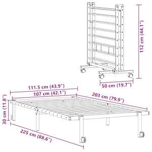 Rám postele bez matrace skládací bílý 107x203 cm ocelový - obrázek 12