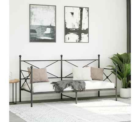 vidaXL V&aacute;lenda bez matrace čern&aacute; 75x190 cm ocel