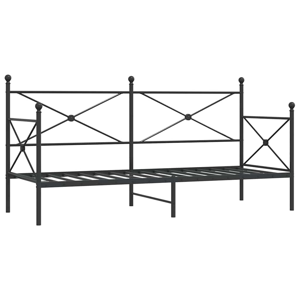 E-shop vidaXL Denná posteľ bez matraca Čierna 80x200 cm Oceľ