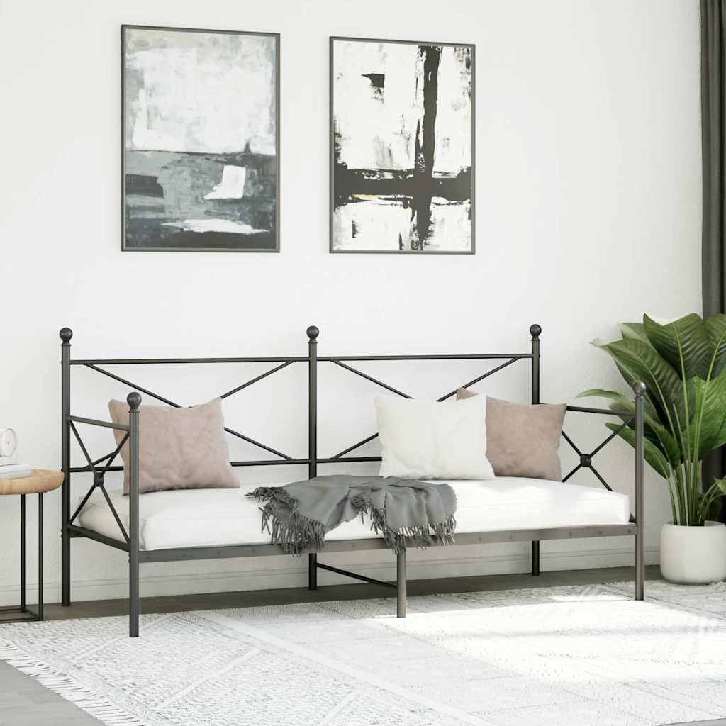 vidaXL Päiväsänky ilman patjaa Musta 80x200 cm Teräs